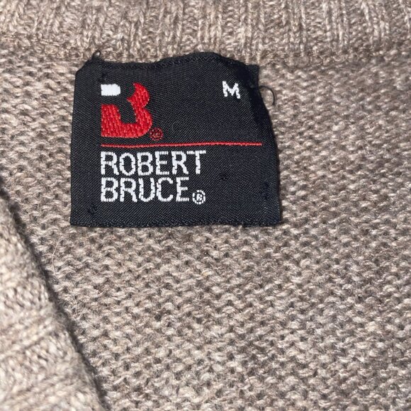 Vintage 80s Robert Bruce Tan Chevron Wool Sweater Vest - Men's Size Medium - Picture 3 of 4